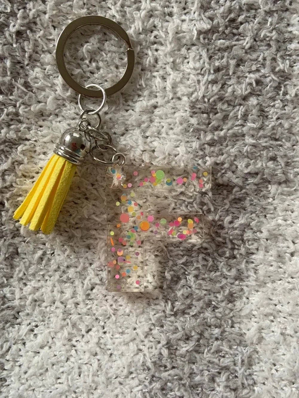 'F' Initial Keychain with Tassel - Women Accessories